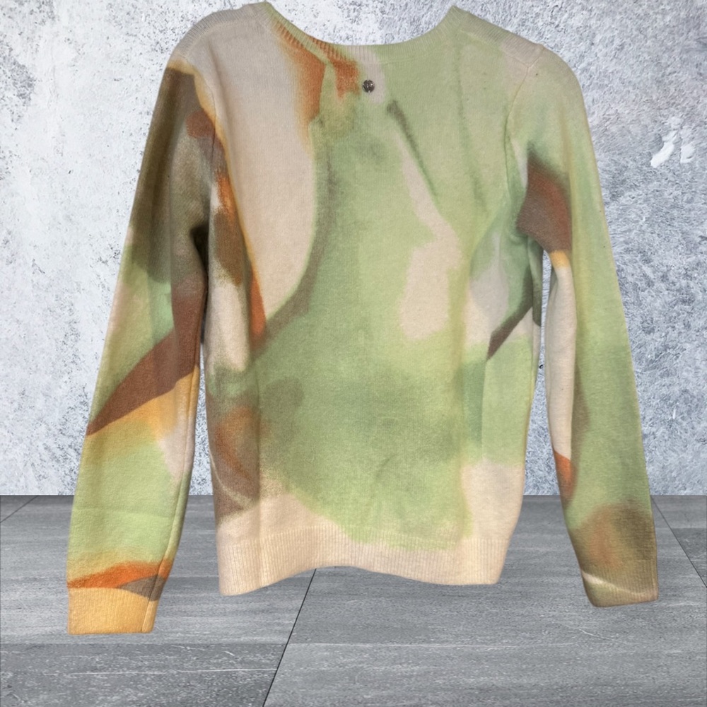 Desigual Abstract Green and White V-Neck Sweater - Picture 4 of 6